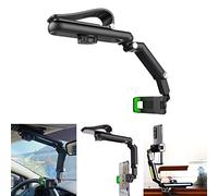 HIYITKS Support de téléphone portable multifonction pour pare-soleil de voiture avec bras réglable et clip pour rétroviseur de voiture Vert