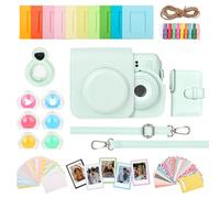 HIYQIN 8 en 1 Housse et Accessoires Compatibles avec Fujifilm Instax Mini 12, Polaroid Instax Mini 12 Album Photo/Cadres/Autocollants/Filtre d'objectif/Miroir Selfie - Vert Menthe