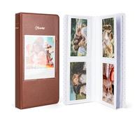 HIYQIN Album photo pour film Instax Wide 3,5 x 4,25, 64 pochettes avec fenêtre pour Fujifilm Instax Wide 400/300/210/200/Polaroid 600 i-Type - Marron