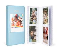 HIYQIN Album photo pour Instax Wide Film 8.9x10.8 cm, Album photo avec fenêtre pour photos de 64 poches adapté pour Fujifilm Instax Wide 400/300/210/200/Wide EVO/Polaroid 600 i-Type - Bleu