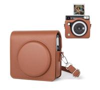 HIYQIN Étui de protection compatible avec appareil photo instantané Fuji Instax Square SQ40, Marron classique, Étui en cuir pour appareil photo Fuji Square Sq40