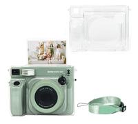 HIYQIN Étui de protection transparent compatible avec appareil photo instantané Fujifilm Instax Wide 400, pour Instax Wide 400 - Housse de transport rigide transparente avec bandoulière - Transparent