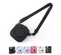 HIYQIN Étui de Rangement Rigide en EVA Compatible avec Fujifilm Instax Mini 12/11/9/8/7+/40, Housse de Protection Instantané pour Appareil Photo avec Sangle Réglable - Noir