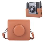 HIYQIN Étui pour appareil photo Instax Wide EVO, housse de protection en cuir PU texture litchi pour appareil photo Fuji Wide EVO 2 en 1 avec bandoulière réglable, étui de transport facile - Marron