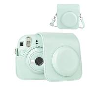 HIYQIN Housse de Protection pour Appareil Photo Instantané Compatible avec Fujifilm Instax Mini 12, Polaroid Camera Mini 12 Étui avec Poche de Photo - Menthe Verte