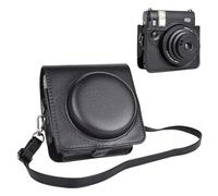 HIYQIN Housse en Cuir Amélioré Compatible avec Appareil Photo Instantané Fujifilm Instax Mini 99, pour Instax Mini 99 Étui de Protection Intégré avec Bandoulière - Noir