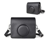HIYQIN Housse en Cuir Classique Compatible avec Fujifilm Instax Mini Evo - Étui pour Appareil Photo Amélioré pour Instax Mini Evo avec Bandoulière Réglable - Noir