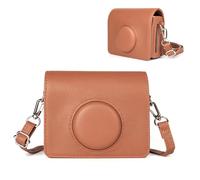 HIYQIN Housse en Cuir Classique Compatible avec Fujifilm Instax Mini Evo - Étui pour Appareil Photo Amélioré pour Instax Mini Evo avec Bandoulière Réglable - Marron