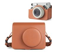 HIYQIN Housse en Cuir Compatible avec Fujifilm Instax Wide 400, Étui de Voyage pour Appareil Photo Instantané Wide 400 avec Bandoulière - Marron Rétro
