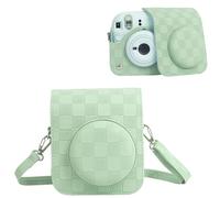 HIYQIN Housse pour Appareil Photo Compatible avec Fujifilm Instax Mini 12, Sac de Transport Style Damier pour Polaroid Instax Mini 12 avec Sangle - Vert