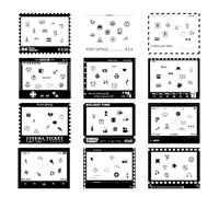 HIYQIN Lot de 12 autocollants de bordure photo compatibles avec Fujifilm Instax Wide Film, autocollants décoratifs pour appareil photo instantané Instax Wide 400/300/210/EVO - Série rétro