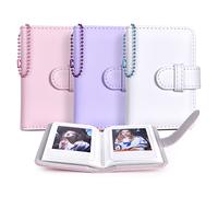 HIYQIN Lot de 3 mini-albums photo 2x3 pouces avec porte-clés, 3x32 petits albums de poche-pour photos Instax Mini EVO/12/11/Liplay/41/40/99/SE/9/8/7+ -pour album Polaroid 3 pouces(Rose/Violet/Blanc)