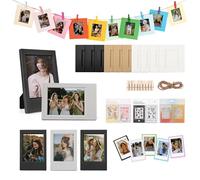 HIYQIN Mini Cadres Photo 2x3, Kit d'accessoires pour Fujifilm Instax Mini 12/11/9/8/40/EVO/Liplay, Cadres Magnétiques, Autocollants et Cadres Suspendus - Noir Gris