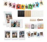 HIYQIN Mini Cadres Photo 2x3, Kit d'accessoires pour Fujifilm Instax Mini 13/41/12/11/9/8/40/EVO/LiPlay/LiPlay+, Cadres Magnétiques, Autocollants et Cadres Suspendus - Transparent Givré