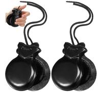 HiyyFloy 1 Paire De Castagnettes Espagnoles Castagnettes en Bois Noir avec Cordes Castagnettes À Doigts en Bois Castagnettes À Percussion Traditionnelles Instruments De Musique