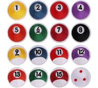 HiyyFloy 16 Pcs Billard Piscine Emblème Badge Patch Biker Logo Patchs Coudre Fer sur Applique Brodée Badge Signe Patch Vêtements Costume