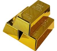 HiyyFloy 3 Pièces Réplique De Fausse Barre d'or Lingot d'or Brique Scintillante Accessoire De Film Décoratif pour Décoration De Scène Fournitures De Fête De Pirate d'halloween Cadeaux Drôles