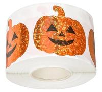 HiyyFloy Autocollants Citrouille d'halloween, 500 Pièces, Autocollants Holographiques Ronds en Forme De Citrouille, Autocollants Mignons en Papier Auto-adhésifs pour Décoration De Fête d'halloween