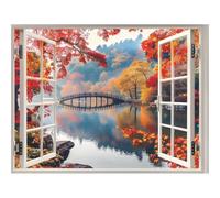 HiyyFloy Autocollants Muraux De Fenêtres Amovibles, Paysage De Lac 3D, Paysage Naturel, Autocollants Muraux De Fausses Fenêtres, Autocollants Muraux pour Décoration De Maison