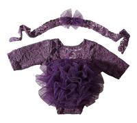 HiyyFloy Bébé Fille Dentelle Tulle Barboteuse 2 Pièces Robe À Volants Manches Body Gâteau Tenues Fleurs Cravate Maille Été Ensemble Princesse Robe De Soirée