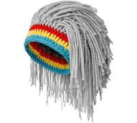 HiyyFloy Bonnet Rasta À Dreadlocks, Bonnet d'hiver Tricoté Main Amusant, Style Hip-hop, pour Femmes Hommes.