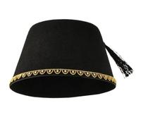 HiyyFloy Casquette Marocaine Ottoman avec Pompon Noir, Chapeau Fez Marocain, Accessoires De Costume De Fête pour Événements Culturels, Théâtre Cosplay