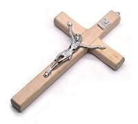 HiyyFloy Croix Murale en Bois, Plaque Artisanale Catholique De Jésus, Croix Murale Suspendue, Crucifix Mural avec Trou pour Décoration Murale De L'église De Maison