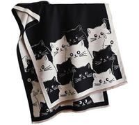 HiyyFloy Écharpe pour Femme, Automne-Hiver, Châle Long Doux, Motif Chat Mignon, Écharpe en Cachemire Jacquard, Coupe-Vent, Idéale Couverture.
