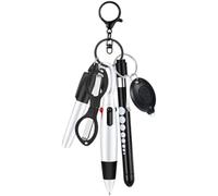 HiyyFloy Ensemble De Stylos À Bille Rétractables Multifonctions 6 en 1 pour Infirmières, Lampe De Poche, Ciseaux Pliables, Stylo À Bille, Porte-clés, Marqueur Permanent