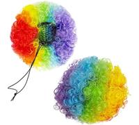 HiyyFloy Extension De Queue De Cheval Afro Arc-en-Ciel À Cordon pour Femme, Idéale pour Un Costume De Clown, Une Perruque, des Chignons Courts en Synthétiques, des Accessoires pour Marche des