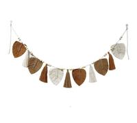 HiyyFloy Guirlande De Pompons De Feuilles en Macramé avec Perles De Bois, Guirlande De Pompons De Feuilles Tissées, Décoration Murale À Suspendre pour Chambre d'enfant, Décoration De Fête De Crèche