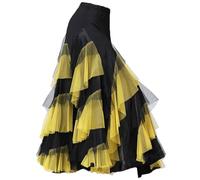 HiyyFloy Jupe De Danse De Salon pour Femmes, Longue Jupe Espagnole, Jupe De Danse De Valse Flamenco, Robe De Danse Classique À Grande Balançoire, Costume De Danse
