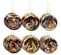 HiyyFloy Lot de 12 Décorations De Noël en Bois Représentant Nativité, Naissance De Jésus, pour Sapin.