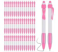 HiyyFloy Lot de 50 Stylos À Bille Rétractables À Encre Noire pour Sensibilisation Au Cancer du Sein, Ruban Rose, Fournitures De Bureau pour Femmes, Cadeaux D'inspiration Infirmière