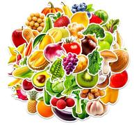 HiyyFloy Pack D'autocollants De Fruits Légumes 50 Pièces Autocollants De Dessin Animé Graffiti pour Enfants Autocollants Muraux en Vinyle Imperméables Autocollants Esthétiques pour Bouteilles D'