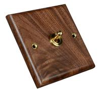 HiyyFloy Panneau en Bois Massif Interrupteur Applique Murale Rétro Interrupteur À Bascule Grain De Bois Interrupteur Électrique Prise 1-Interrupteur