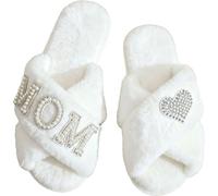 HiyyFloy Pantoufles pour Maman, Pantoufles Douillettes Ornées De Perles, Cadeau pour Une Nouvelle Maman, Cadeau De Fête des Mères Offert par Une Fille Ou Un Fils