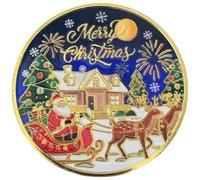 HiyyFloy Pièce Commémorative De Noël, Médaille du Père Noël en Relief Coloré Noël Père Noël