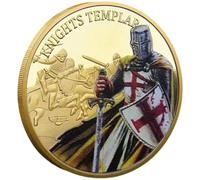 HiyyFloy Pièce De Prière des Templiers, Pièce De Défi Double Face des Templiers avec Croix Rouge, Pièces Commémoratives des Chevaliers en Prière, Cadeau pour Collectionneurs