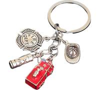 HiyyFloy Porte-clés Pompier Porte-clés Chapeau De Pompier Casque Département Camion De Pompier Charme Soyez en Sécurité Pompier Maman Femme Cadeau