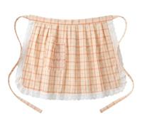 HiyyFloy Tablier À Carreaux avec Bordure en Dentelle, Tablier De Cuisine À Bavette Ajustable pour Femme, Tablier Demi-Corps pour Cuisine, Tablier De Cuisine Vintage De Bonne pour Restaurant