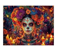 HiyyFloy Toile De Fond pour Photographie du Jour des Morts, Bannière Gothique, Halloween, Fête Mexicaine, Crâne en Sucre, Décorations Fournitures pour Maison, Ofrenda