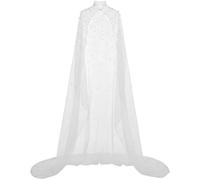 HiyyFloy Voile De Mariée en Tulle, Cape D'épaule, Veste De Mariée, Châle, Étole, Orné De Perles