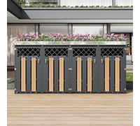 HIYYIH Lot de 4 boîtes à poubelles avec toit pour plantes - En acier | Boîte à poubelles avec trous d'aération en forme de losange, compartiments de rangement, verrouillable, 4 portes