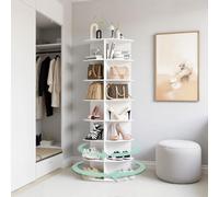 HIZH Étagère à chaussures rotative à 360°,organisation hack chaussures à 7 niveaux,peut contenir 21 paires de chaussures,etagere chaussure gain de place,grande capacité de rangement,63"H X23.6"D,Blanc