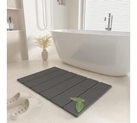 HIZH Stein Tapis de bain pliable de 60 cm en terre de diatomées très absorbant, séchage rapide, antidérapant, pour salle de bain, facile à nettoyer, gris