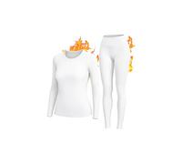 HiZiTi sous Vetement Thermique Femme Hiver sous Pull Thermiques Collant Ensemble Leggings Haut T-Shirt Thermique Vêtements de Ski Pantalon Chaud Thermolactyl Blanche XXL