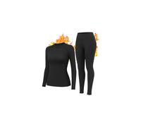 HiZiTi sous Vetement Thermique Femme Hiver sous Pull Thermiques Collant Ensemble Leggings Haut T-Shirt Thermique Vêtements de Ski Pantalon Chaud Thermolactyl Noir L