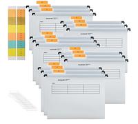 Hiziwimi 15Pcs PP Weiß Dossiers Suspendus A4 avec onglets et insertions, classeurs suspendus pour le bureau, l'école, le rangement des dossiers, la classification des dossiers, classeur fiche bristol