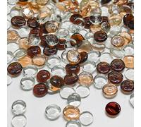 Hiziwimi 1800 g Billes Plates en Verre 17-20 mm, Tons Marron pour déco | Environ 400 pièces, galets en verre plats et lisses, cailloux décoratifs pour vase, aquarium, jardin, remplissage, extérieure